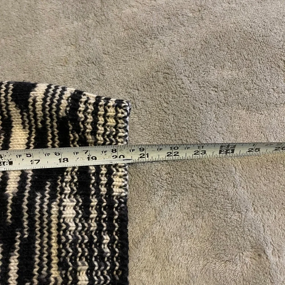 Tory Burch Sweater Womens Small Black White 100% Merino Wool Abstract Crewneck